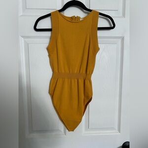 One Teaspoon Yellow Bodysuit with Ruched Waist